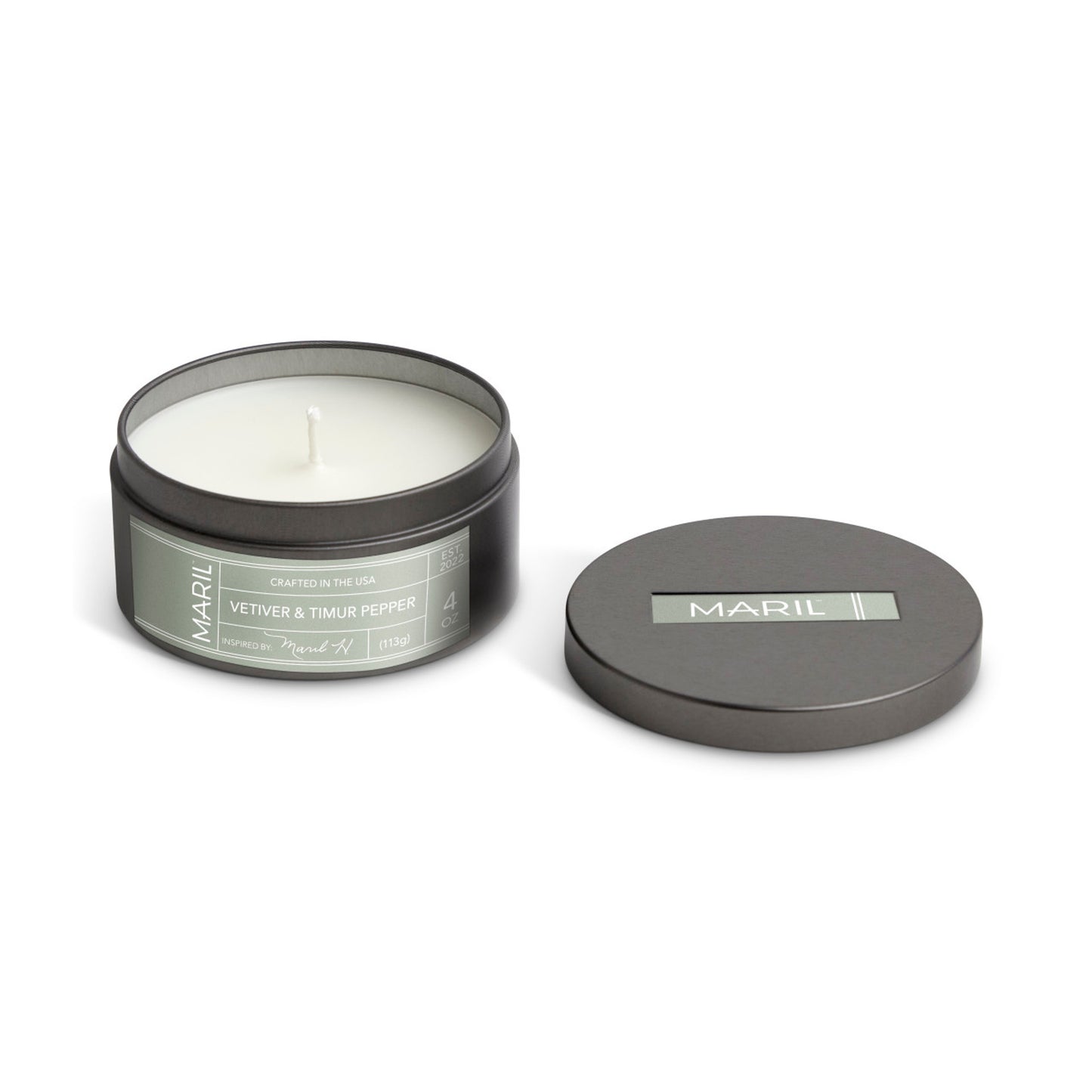 Vetiver + Timur Pepper 4 oz. Travel Candle