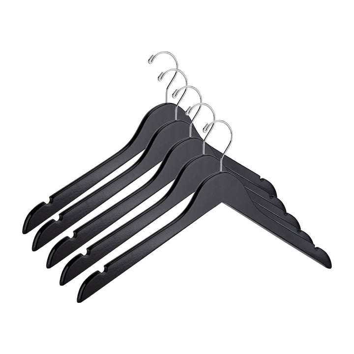 17" Black Wood Dress Hangers - Case of 50