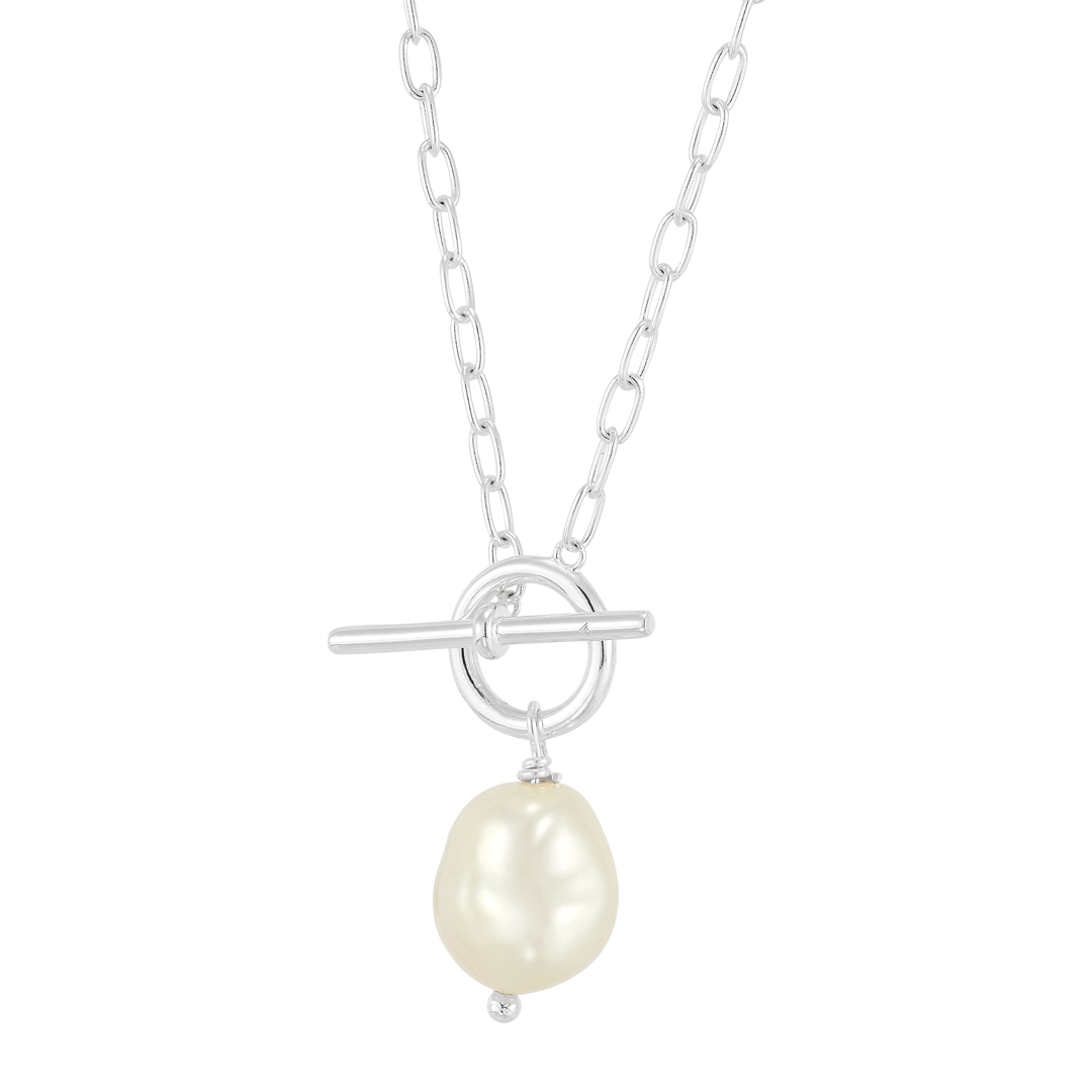 'Center Attention'  Silver Freshwater Pearl Necklace