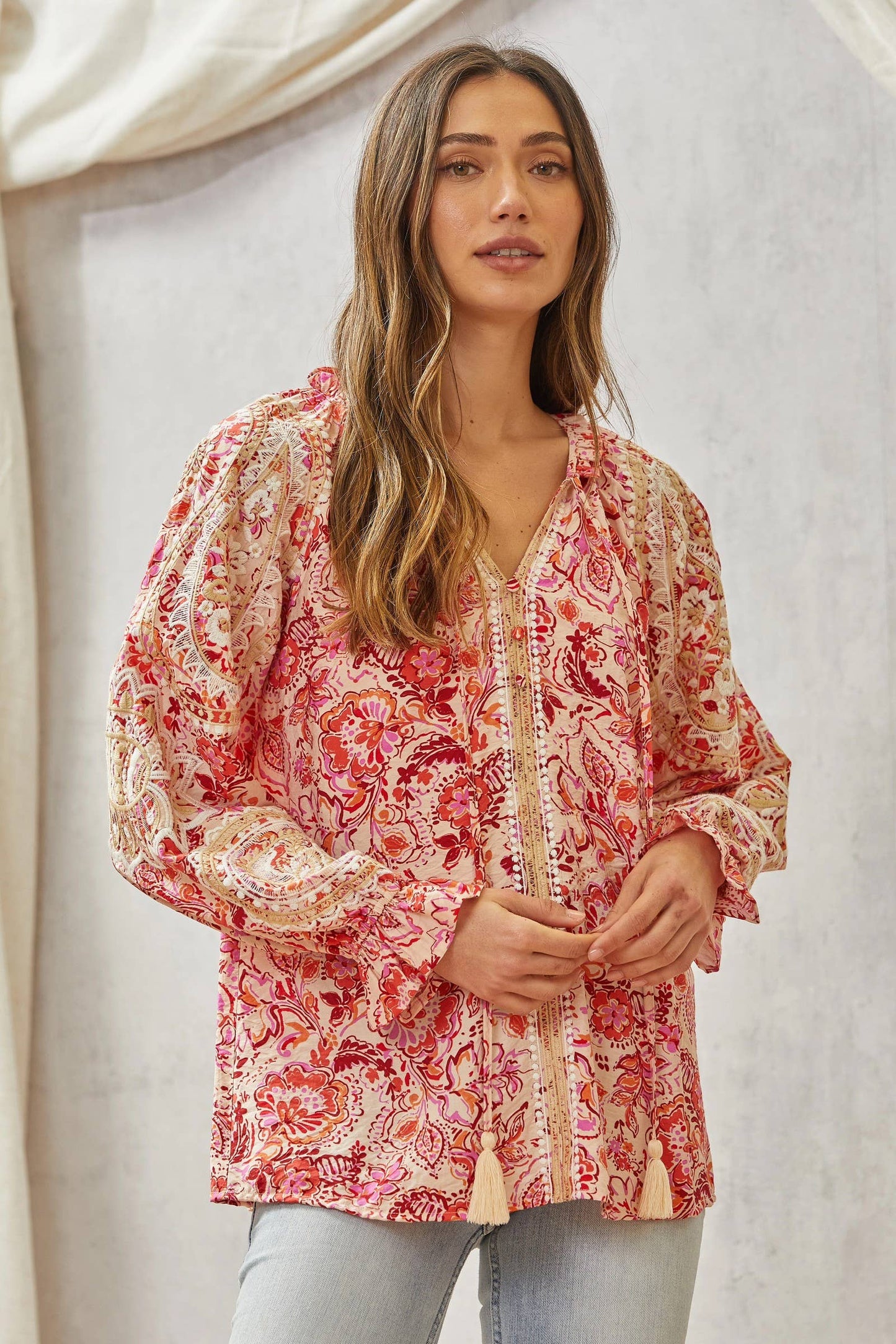 Boho-Printed Blouse Features Elegant Print