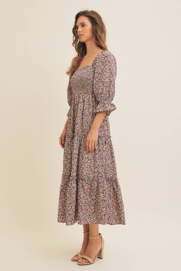 Floral Smocked Dress w/ Tiered Ruffles