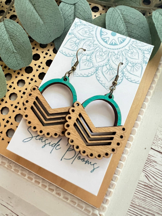 Wooden Earrings - Chevron