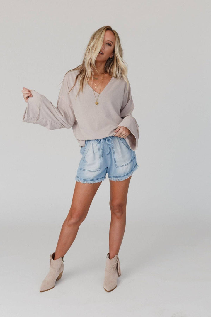 Love It V Neckline Top - Tan
