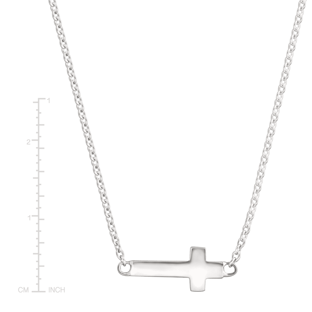 'Simplex Cross' Horizontal Cross Necklace in Sterling Silver