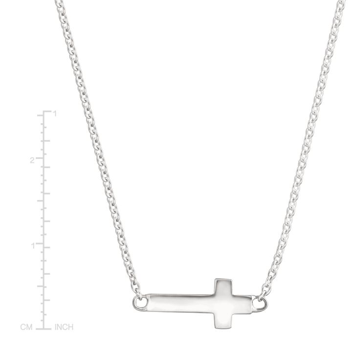 'Simplex Cross' Horizontal Cross Necklace in Sterling Silver