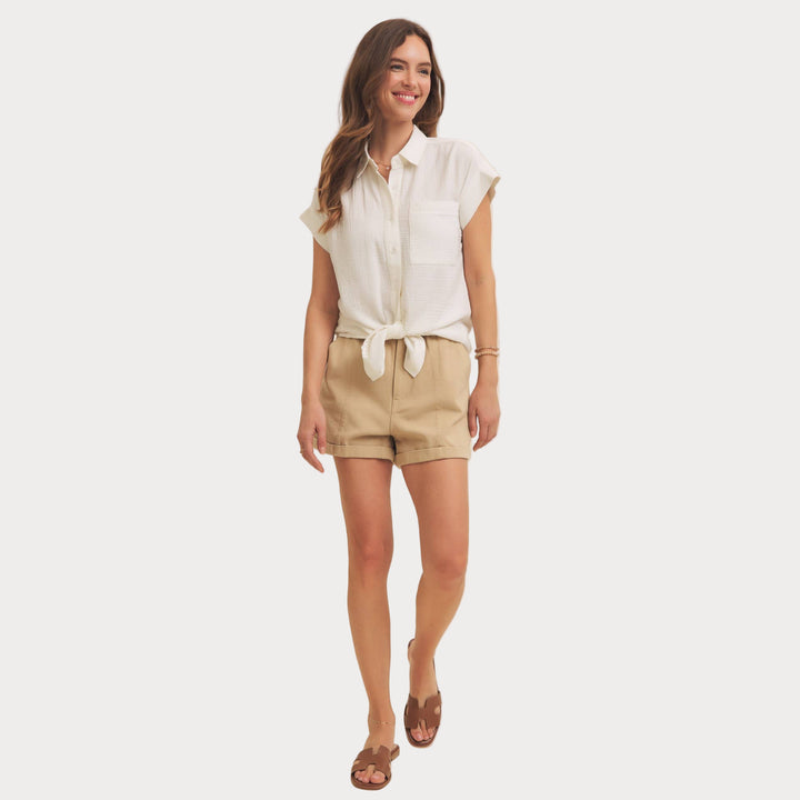 Mineral Washed Gauze Button Down