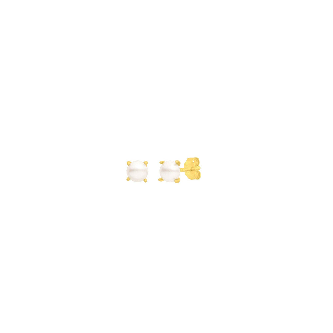 gold plated stud earrings with freshwater pearl detail