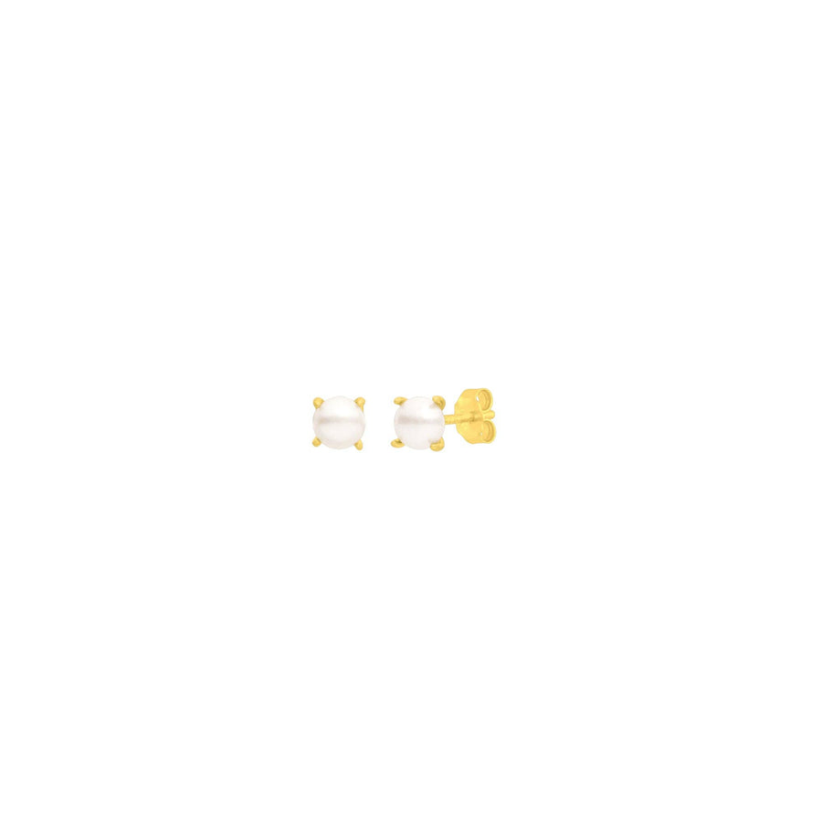 gold plated stud earrings with freshwater pearl detail