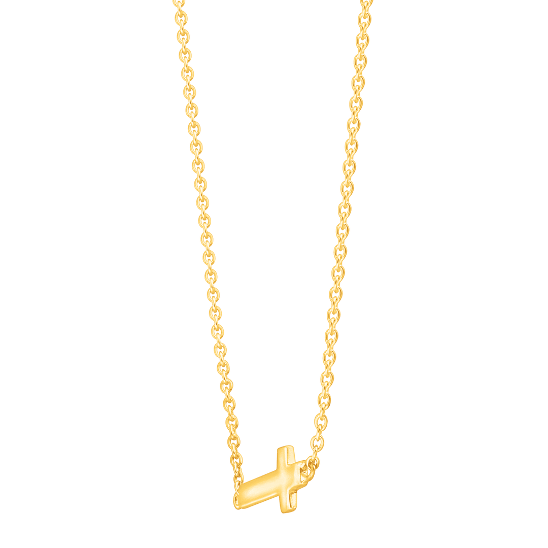 'Simplex Cross' Horizontal Cross Necklace in Sterling Silver