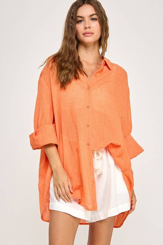 WASHED SUPER SOFT SEE THROUGH BUTTON DOWN SHIRTS