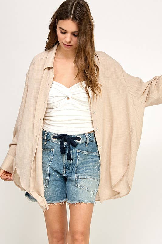WASHED SUPER SOFT SEE THROUGH BUTTON DOWN SHIRTS