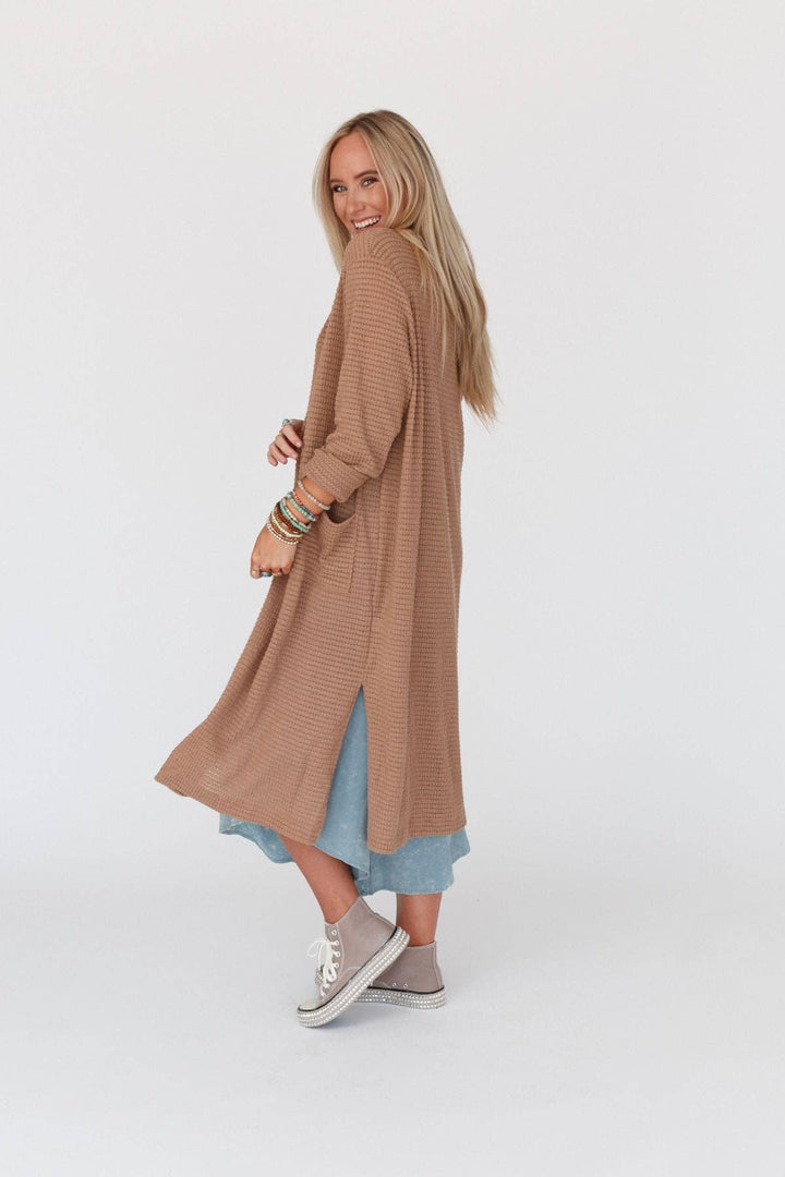 Jayde Waffle Knit Cardigan - Taupe