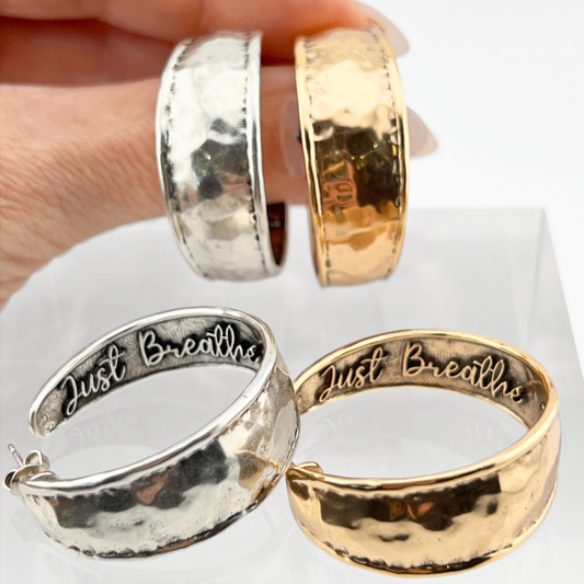 "Just Breathe" Hoop Earrings