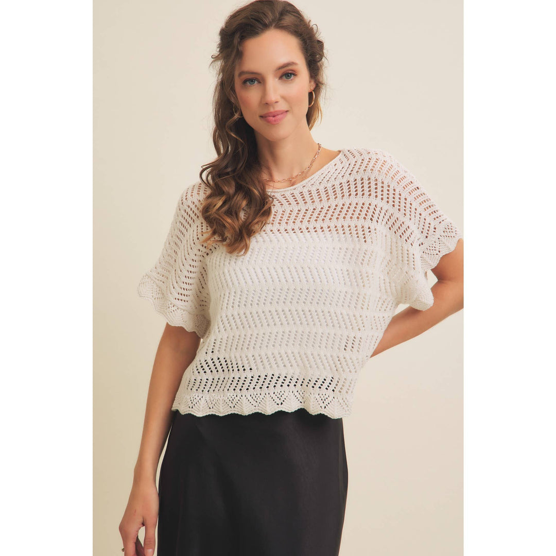 Crochet Sweater w/ Scallop Edge