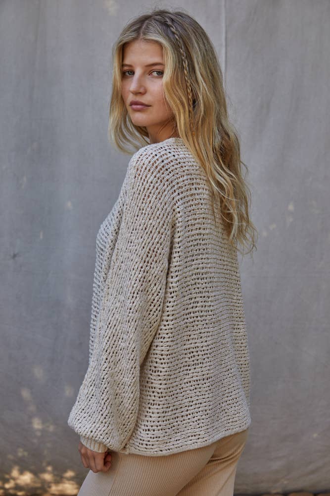 Cocoa Drift Open Knit Sweater