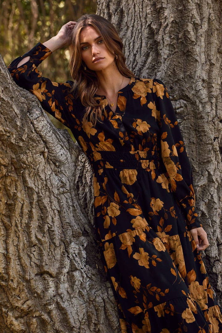 Autumn Bloom Maxi Dress – Effortless Boho Elegance