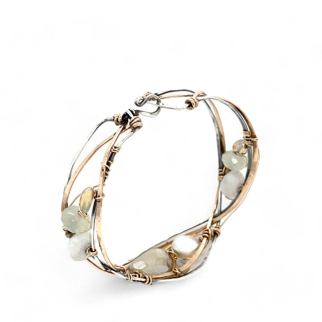 Braided Moonstone Cuff Bracelet