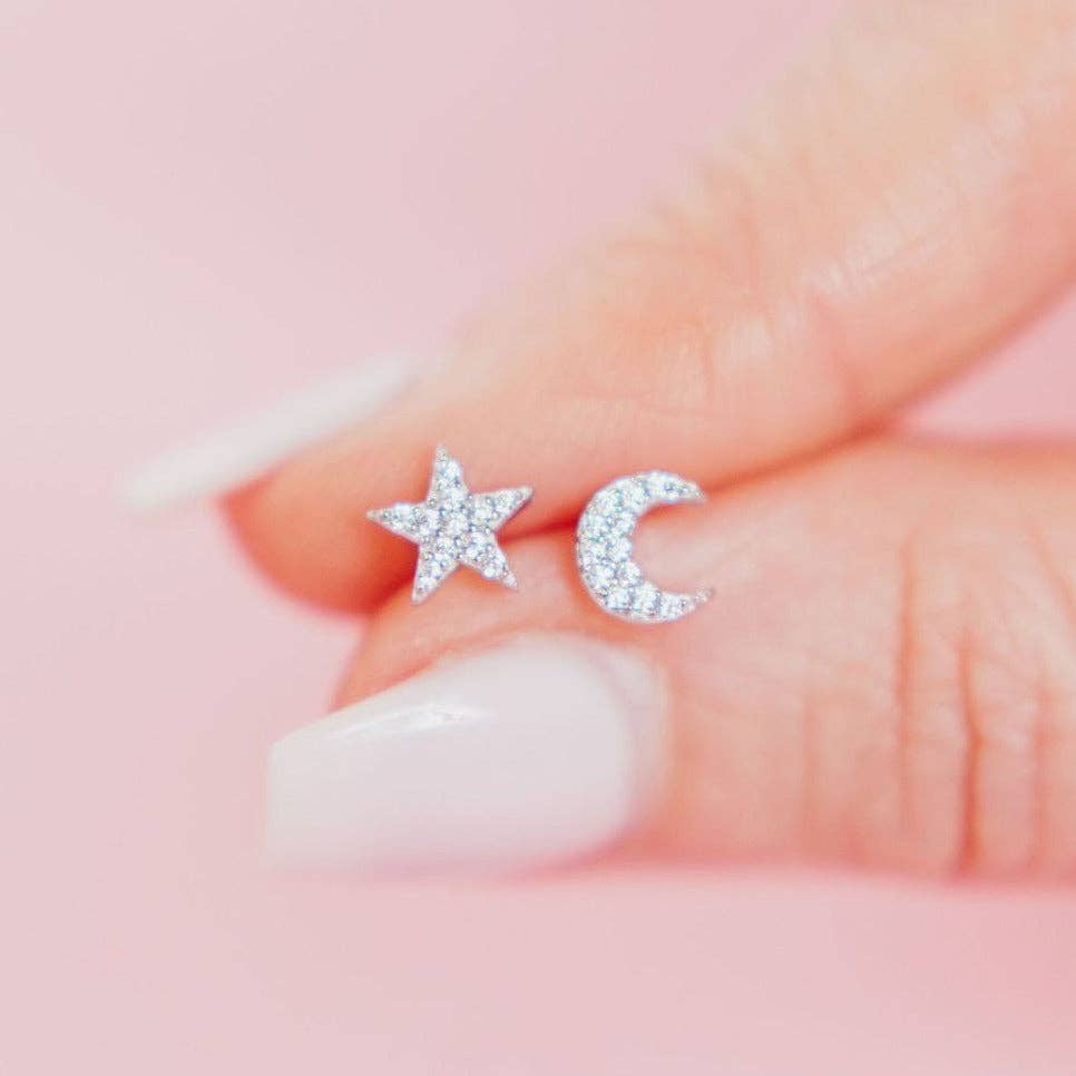 Mini Pavé Moon + Star