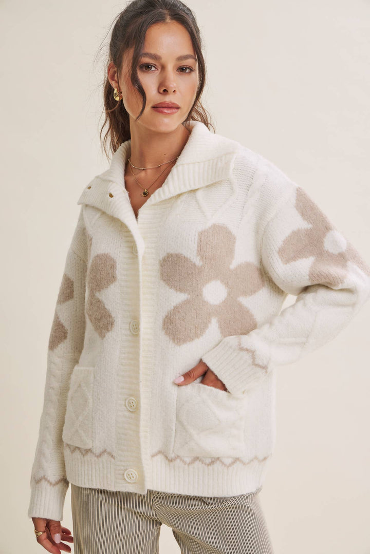 The Camille Floral Intarsia Cardigan