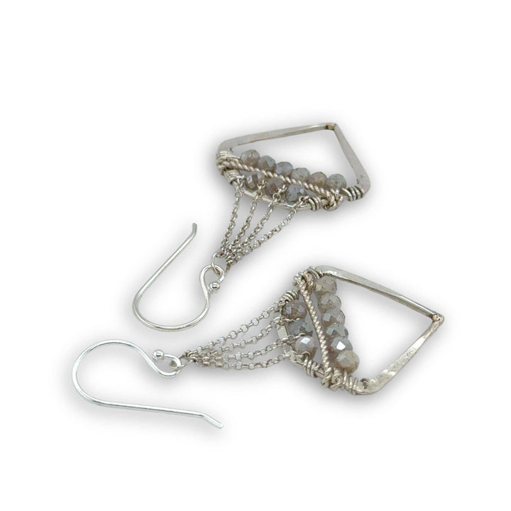 Suspended Moonstone Point Chandelier Earrings