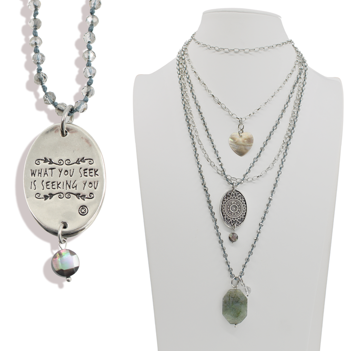 What You Seek Crystal & Abalone Layering Necklace Set