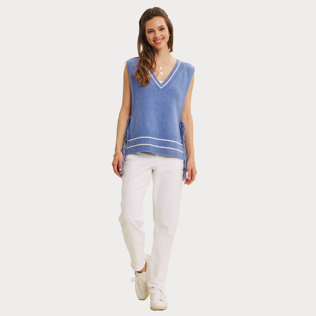 Side-Tie Sweater Vest – Modern Boho Layering Piece