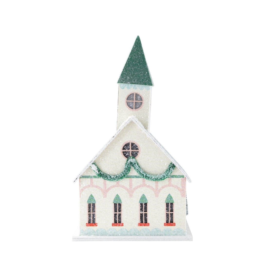 VIL1050 - White Church Light Up Christmas Village House