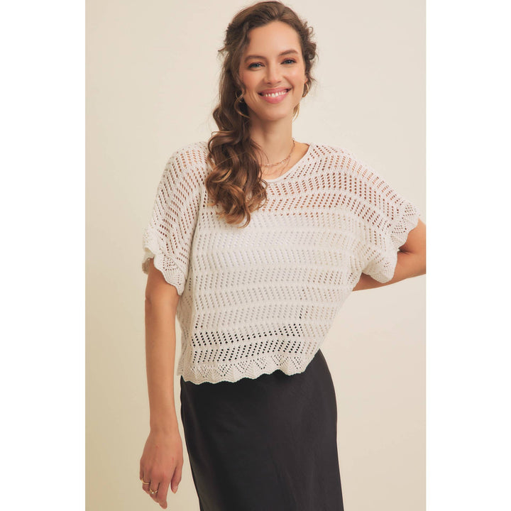 Crochet Sweater w/ Scallop Edge