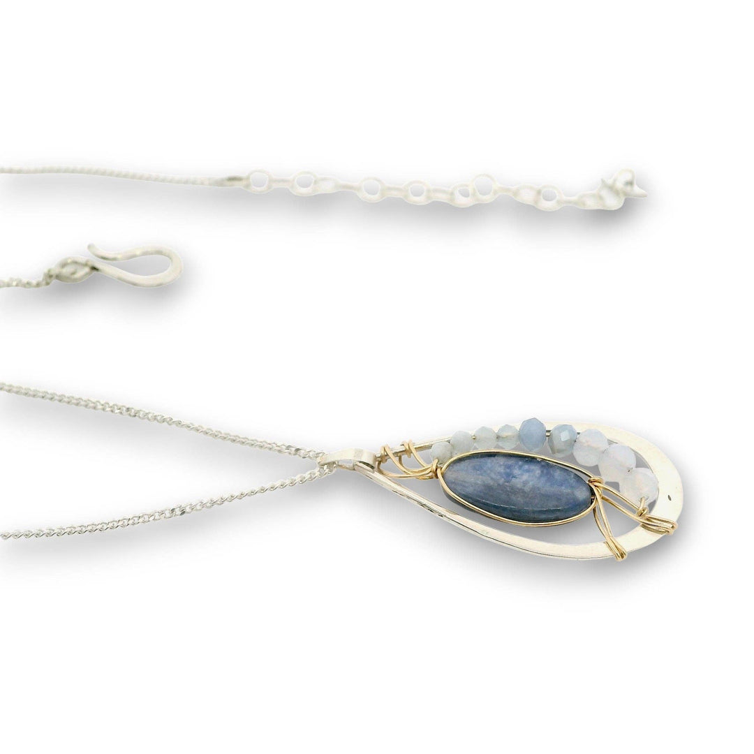 Washed Denim Blue Kyanite Pendant Necklace