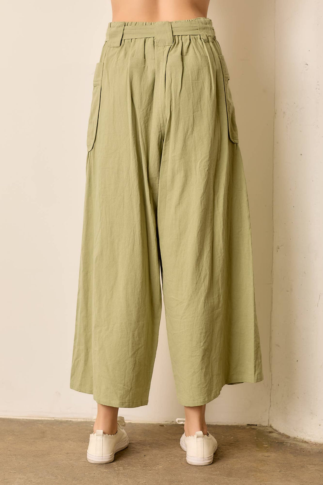 Waist Tie Pants With Pockets