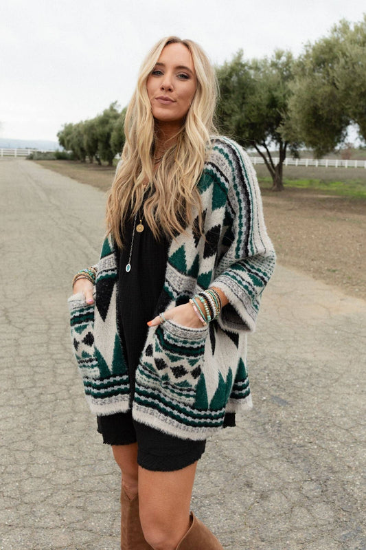 Keep It Up Oversized Cardigan - Green