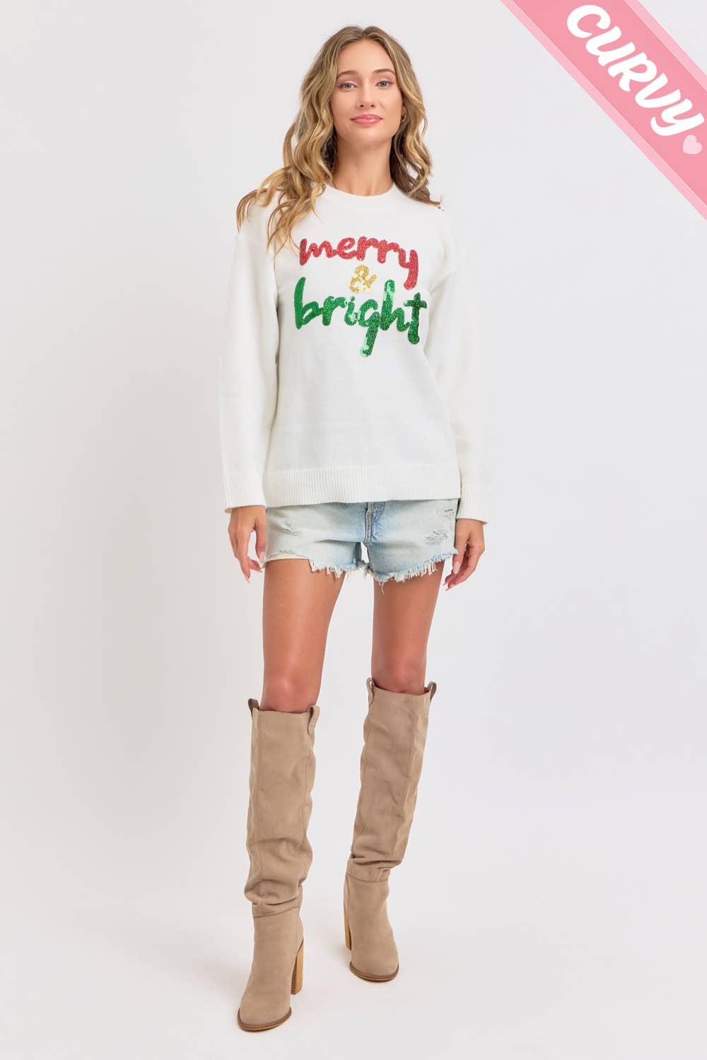 Holiday Sweater - Merry & Bright - Plus Size