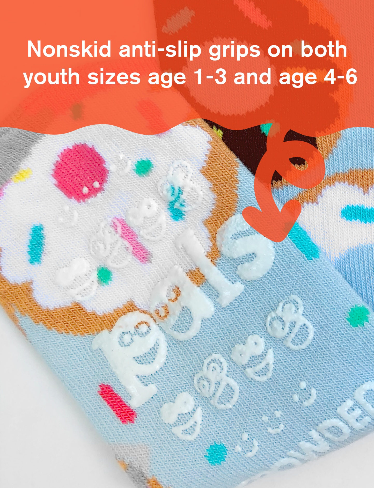 Donut & Ice Cream Mismatched Non-Slip Kids Socks