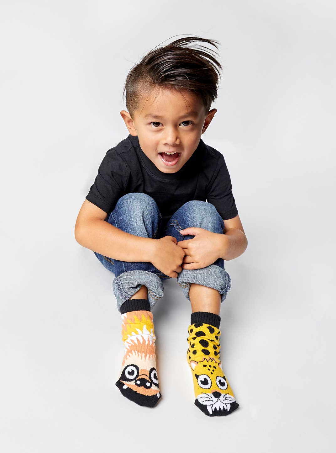 Sloth & Cheetah Mismatched Animals Non-Slip Kids Socks