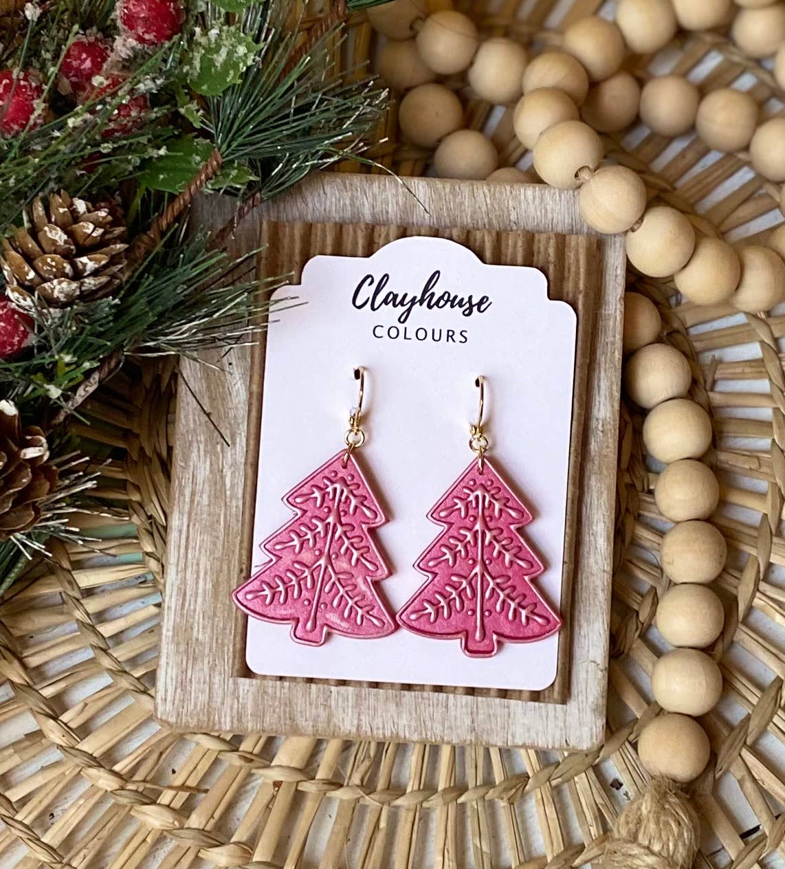 Christmas Tree Clay Earrings