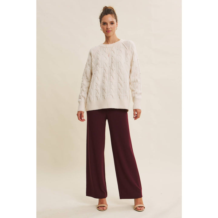 Pearl Embellished Wool Cable Knit Tunic – Conscious Glamour