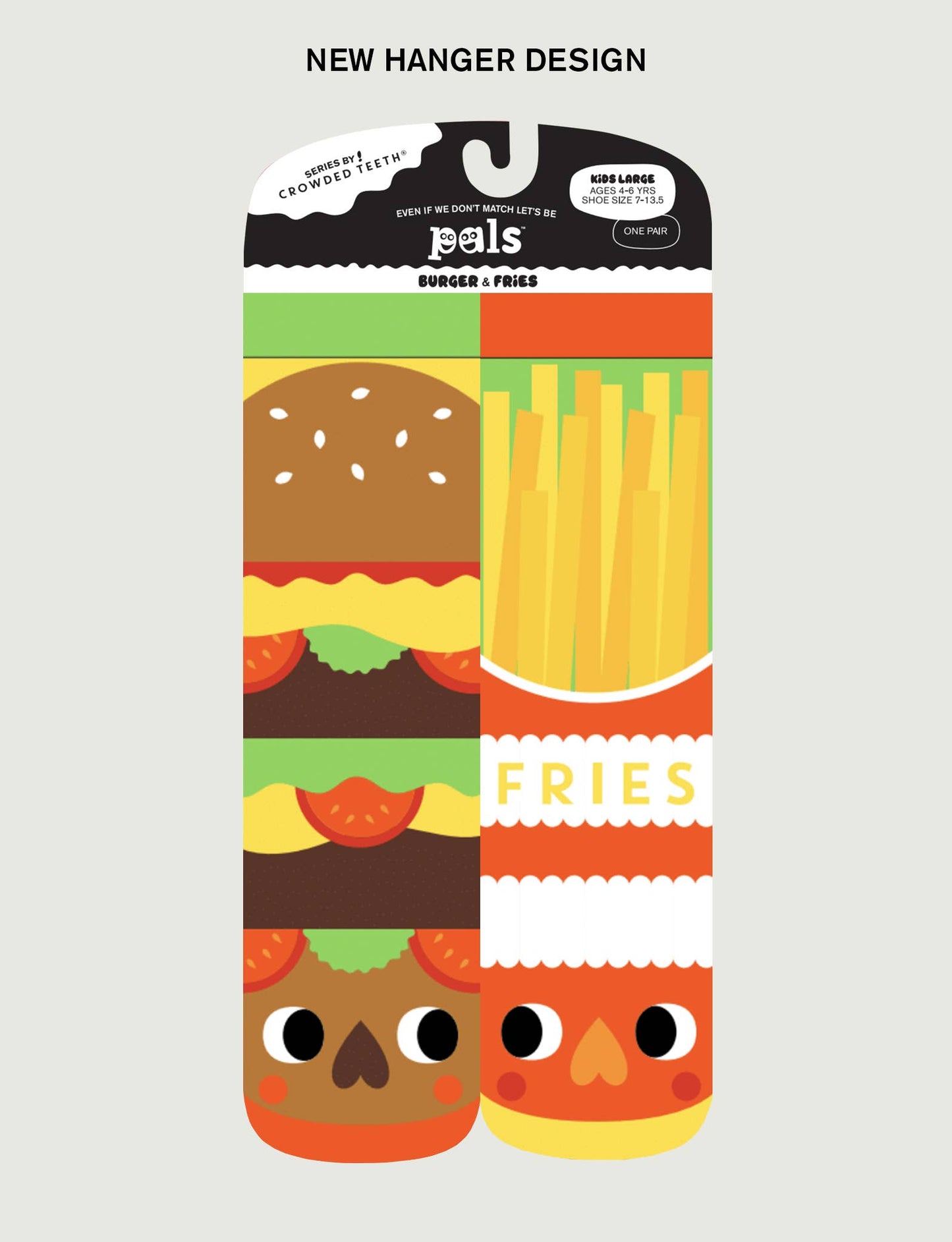 Burger & Fries - Fun Mismatched Non-Slip Socks for Kids