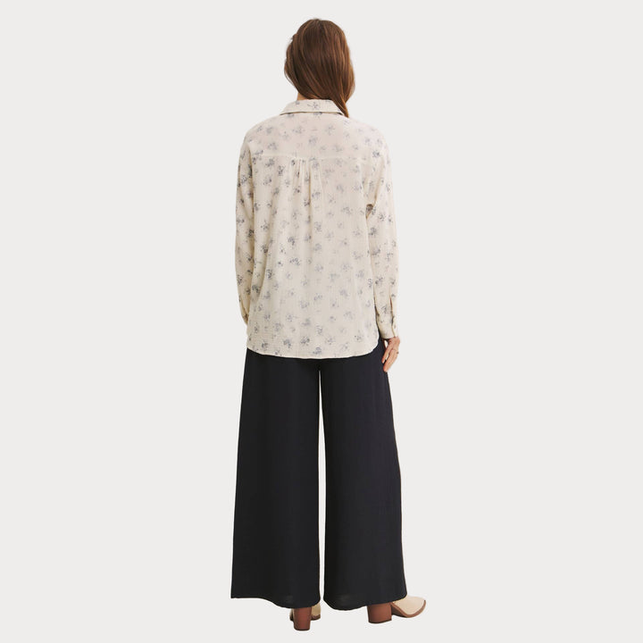 Airy Cotton Gauze Floral Shirt | Relaxed Oversized Button-Down
