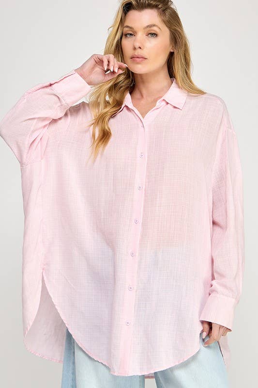 WASHED SUPER SOFT SEE THROUGH BUTTON DOWN SHIRTS