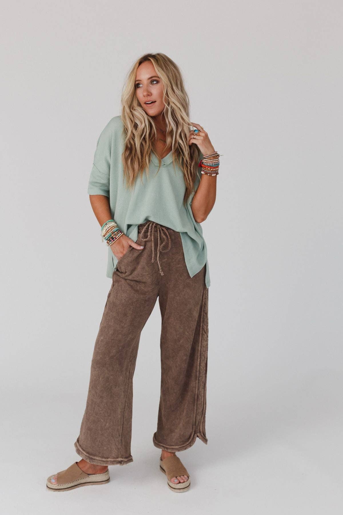 So Comfy Wide Leg Full Pant - New Mocha