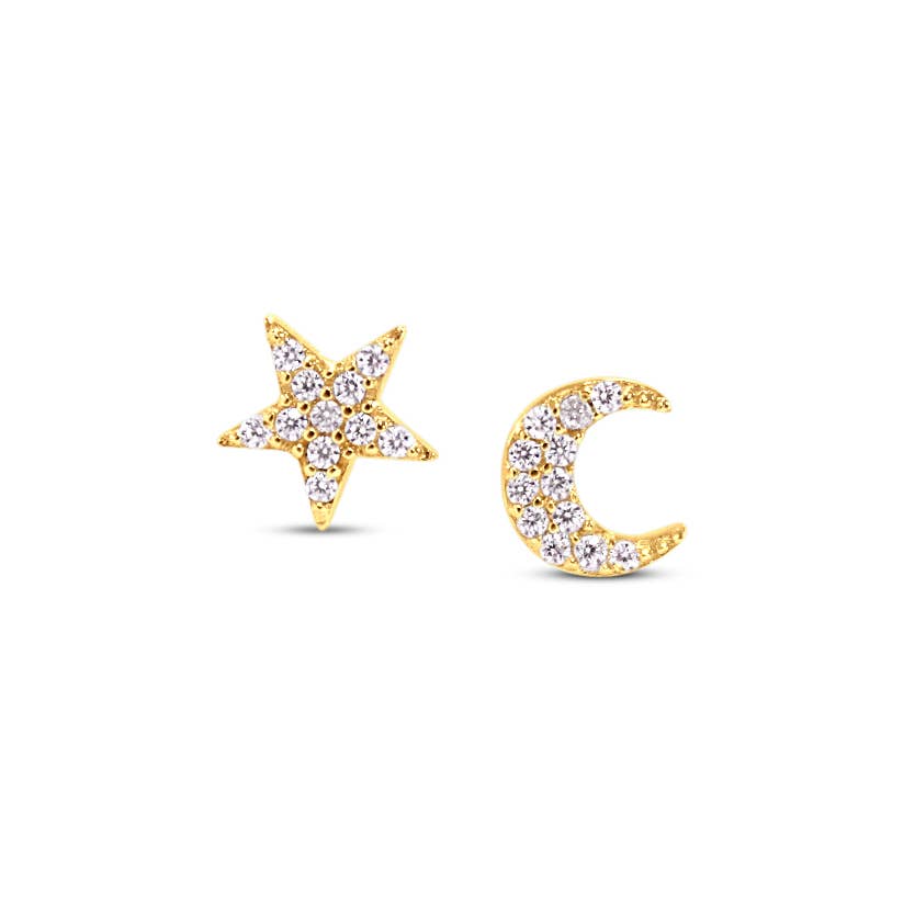 Mini Pavé Moon + Star