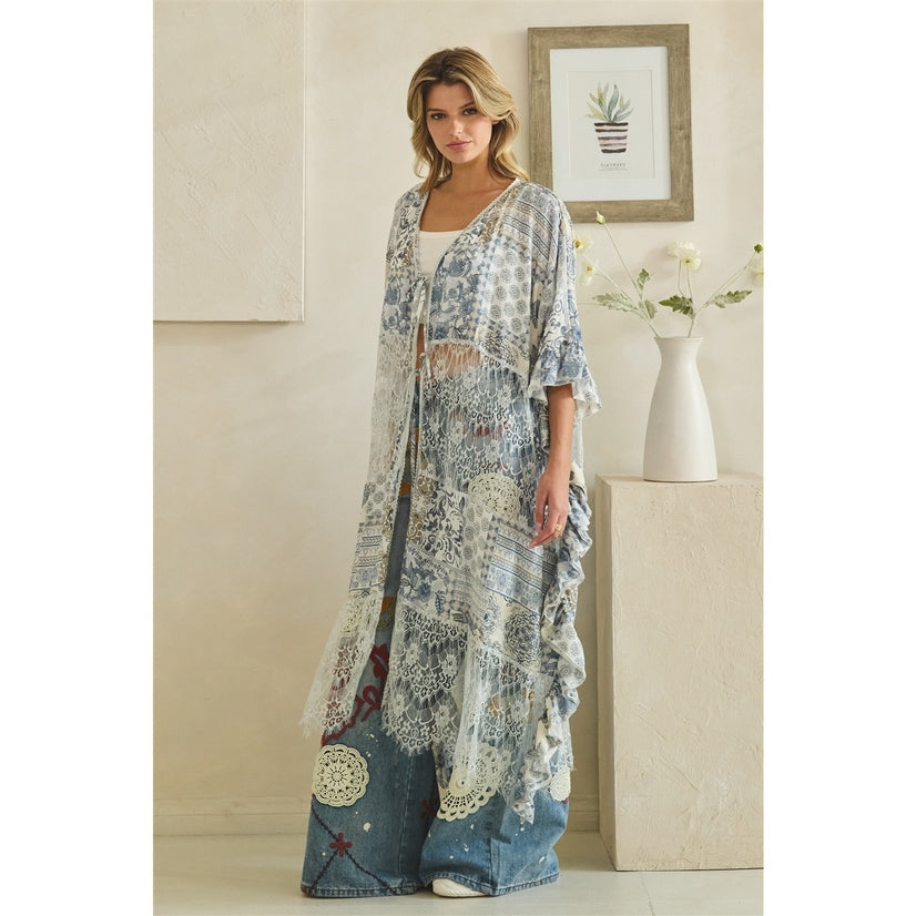 Boho Lace Mix Media Duster