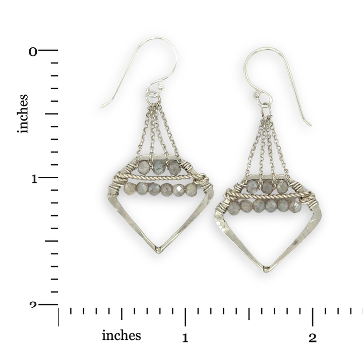 Suspended Moonstone Point Chandelier Earrings