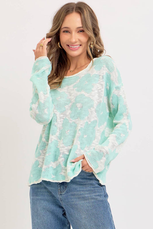 Casual Lightweight Flower Knit Top