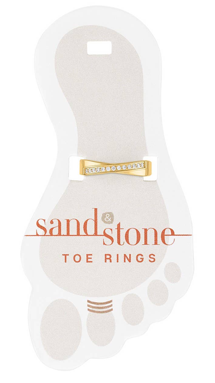 Sand & Stone: Gold CZ Criss Cross Toe Ring