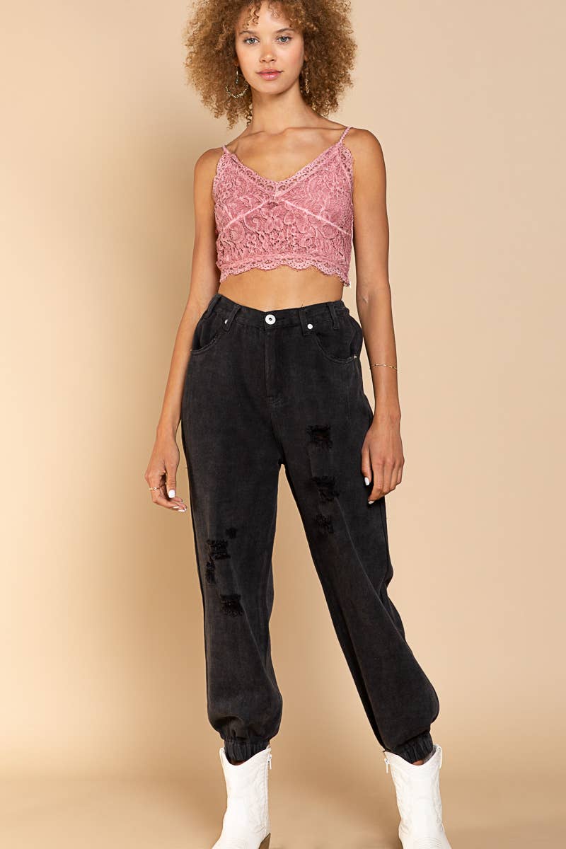 Empire lace crochet bodice adjustable strap crop top