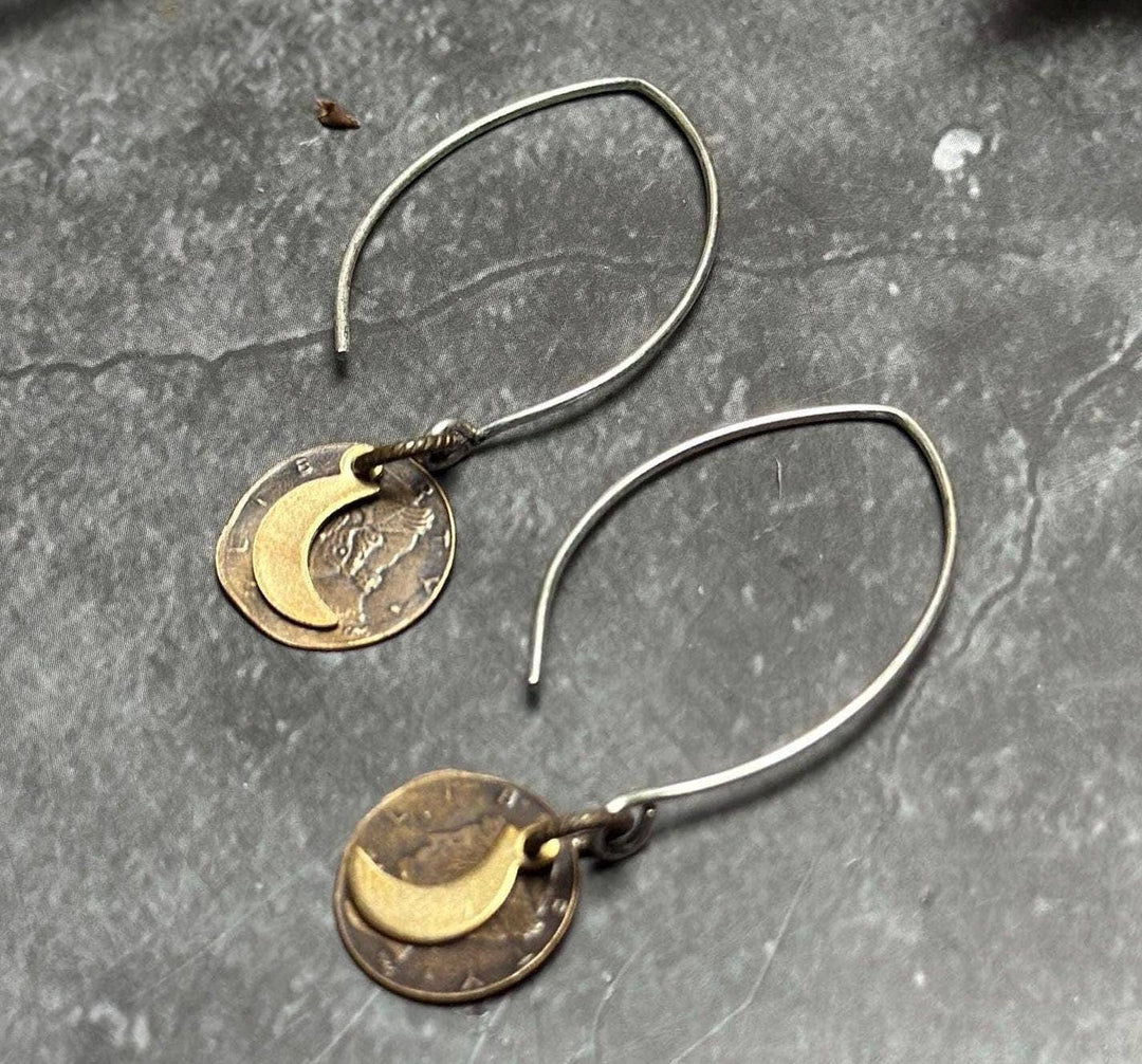Moon Coin Earrings - Vintage Inspired Bohemian Jewelry