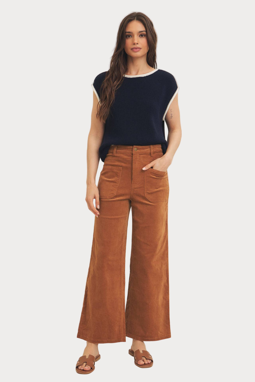 Wide Leg Corduroy Pants | High Waisted Retro Style