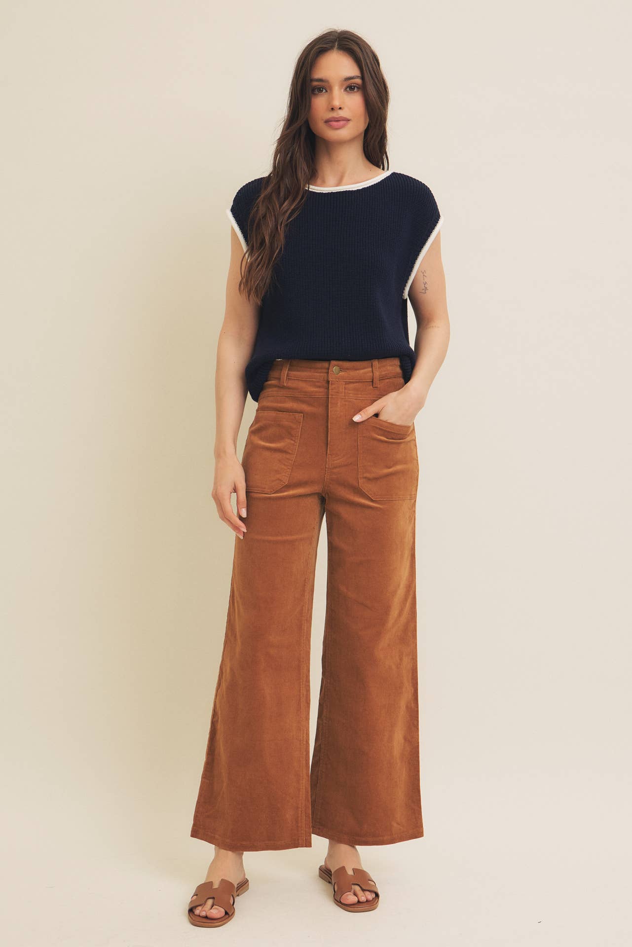 COZY CHIC WIDE LEG CORDUROY PANTS