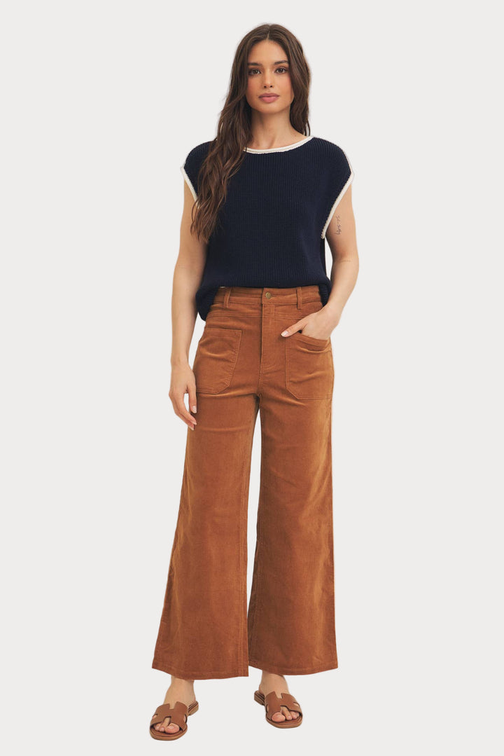 Wide Leg Corduroy Pants | High Waisted Retro Style